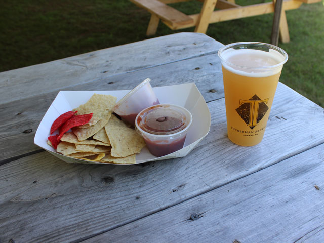 Chips, Salsa, and a Cold Wild River Witbier at Tuckerman's Brewing