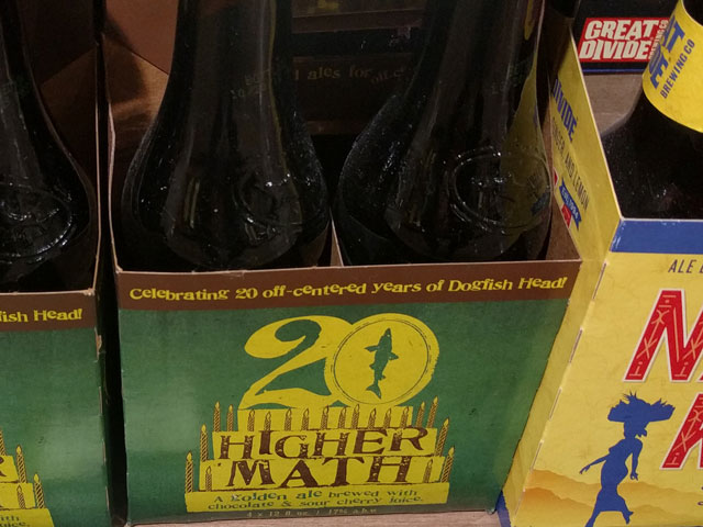 A 4-pack of Dogfish Head's 20th Anniversary beer, Higher Math