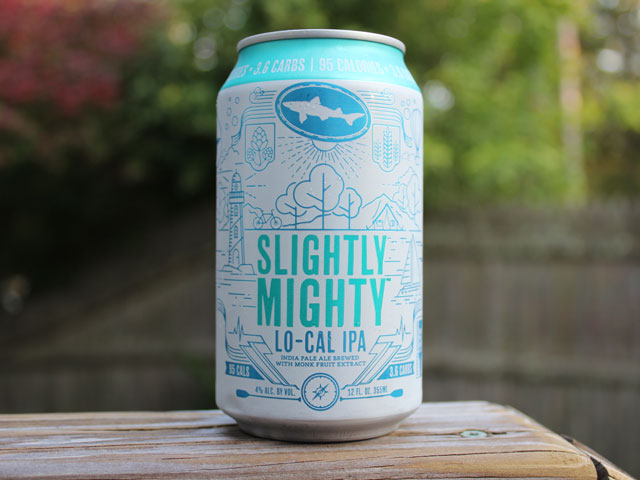 Slightly Mighty, a Lo-Cal IPA brewed by Dogfish Head Craft Brewery