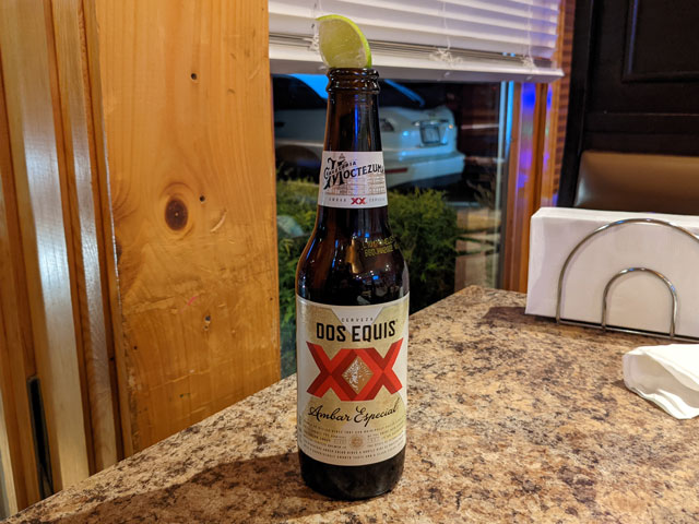 A bottle of Dos Equis Ambar Especial