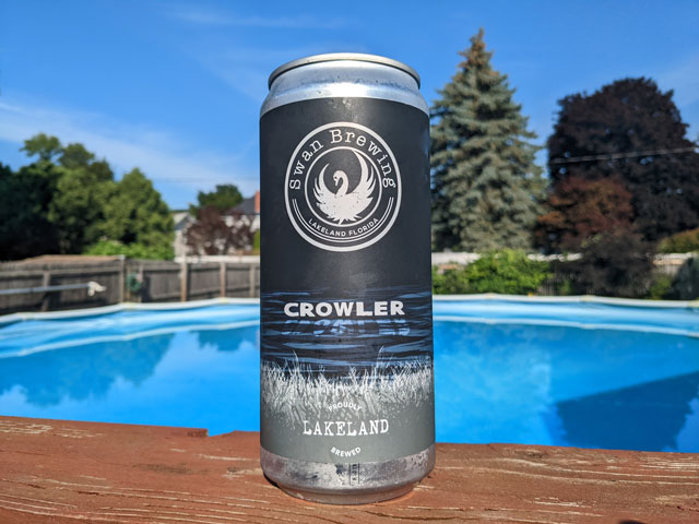 A Crowler of Beer from Swan Brewing in Lakeland, Florida