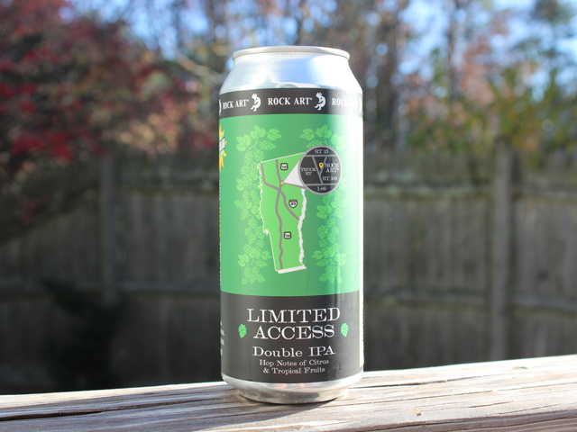 Limited Access, a Double IPA brewed by Rock Art Brewery