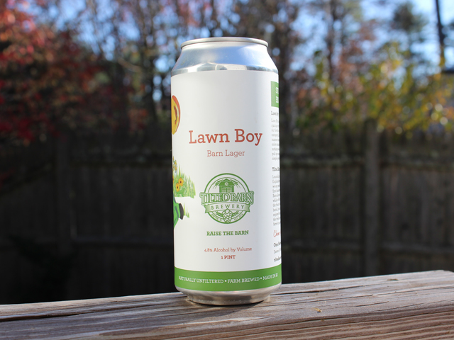 Lawn Boy, a Barn Lager brewed by Tilted Barn Brewery