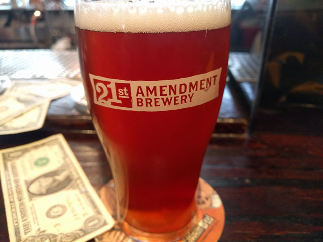 A pint of beer at the 21st Amendment Brewery in San Francisco, CA