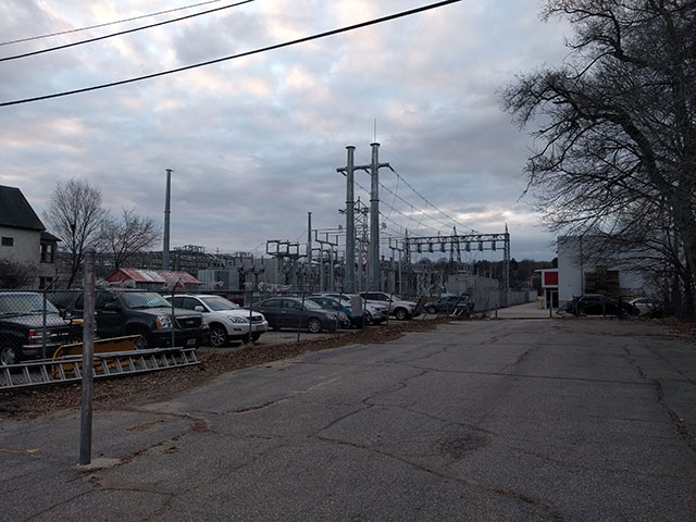 The back of Barrows Hardware and an electrical transfer station