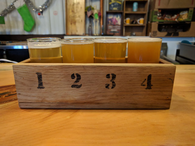 A flight of CraftRoots craft beer