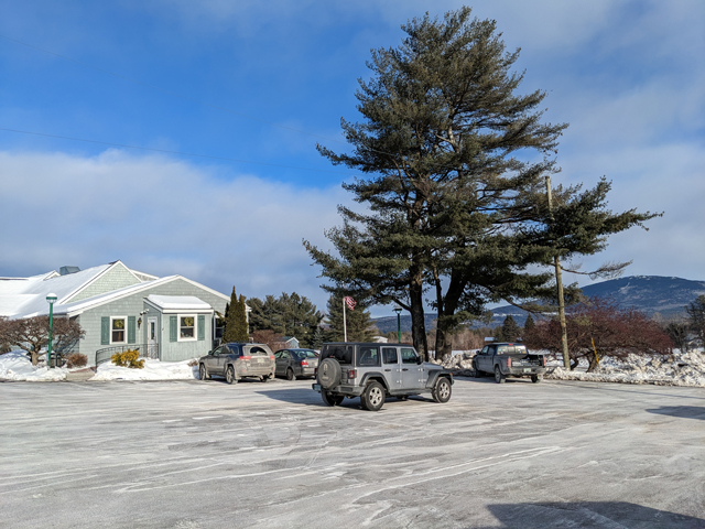 The view from the parking lot at the Flying Goose brewpub