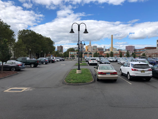 A view of Hartford, CT from the Thomas Hooker Brewery at Colt