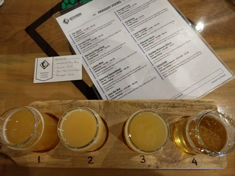 Kettlehead Brewing Company beer flight