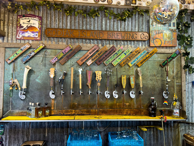 Beer taps at Kodiak Island Brewing Company in Kodiak, Alaska