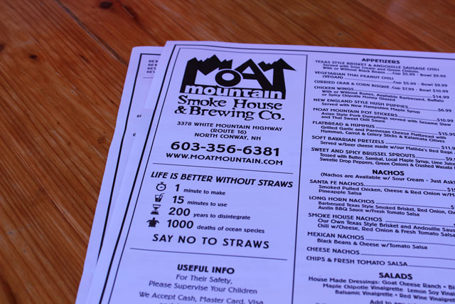 Moat Mountain's Food Menu