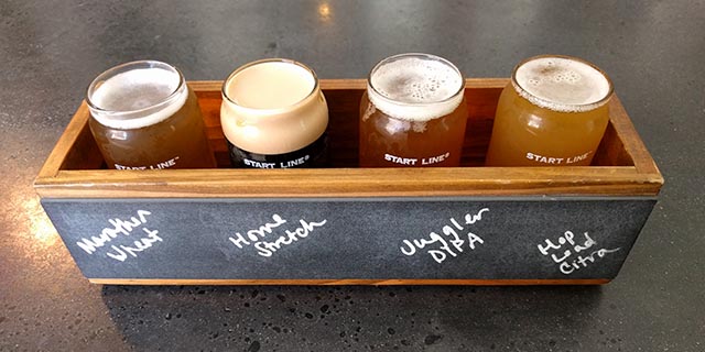 A Start Line Brewing beer flight