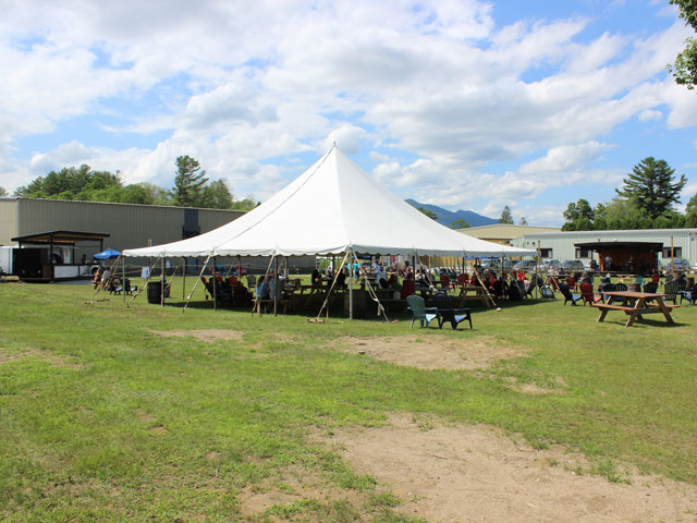 The outdoor beer garden at Tuckerman Brewing Company in Conway, NH
