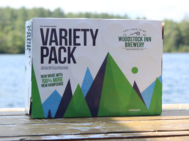 A variety pack of Woodstock Inn Brewery beers. It included the Red Rack Ale, Pig's Ear Brown Ale, Lost River Light, and Exit 32