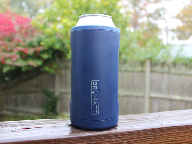 Brumate Hopsulator Trio in Matte Blue, a stainless steel can koozie