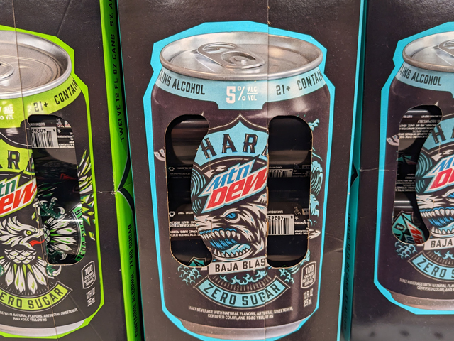 Three 12 packs of Hard Mountain Dew in Original and Hard Baja Blast