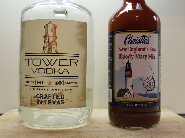 A handle of Tower Vodka and Christie's New England Bloody Mary Mix
